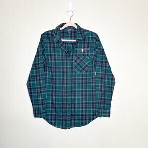 Outdoor Research Kulshan Tunic Green Fir Plaid Pockets Button Up Medium Hiking